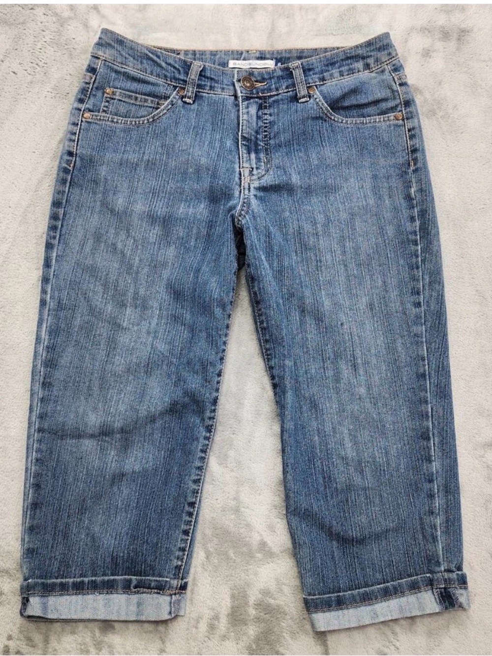 Bandolino Blu Jeans Womens 6 Blue Madie‎ Mid Rise Crop Capri Cuffed Hem Stretch